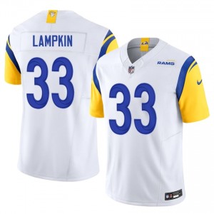 Cam Lampkin LA Rams #33 Men Pro Cut Football Stitch Jersey - White Edition 20854745