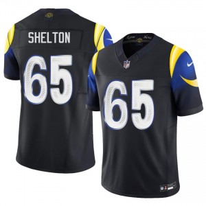 Rams Coleman Shelton #65 Men Pro-Grade Football Stitched Jersey - Midnight Blue Edition 91684201