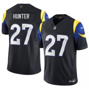Rams Jarquez Hunter #27 Men Genuine Football Stitched Jersey - Midnight Blue Edition 27378925