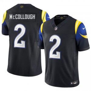 Rams Jaylen McCollough #2 Men Moisture Wicking Football Stitched Jersey - Midnight Blue Edition 57351500