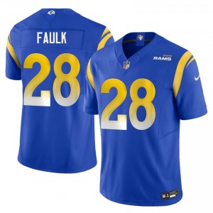 LA Rams Marshall Faulk #28 Men Player Football Stitch Jersey - Royal Edition 51619887