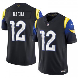 LA Rams Puka Nacua #12 Men Officially Licensed Football Stitch Jersey - Midnight Blue Edition 30217693