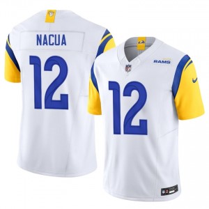 Puka Nacua LAR #12 Men Pro-Grade Football Sewn Jersey - White Edition 76392527