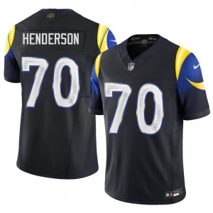 Rams Bryce Henderson #70 Men Durable Football Stitched Jersey - Midnight Blue Edition 64743484