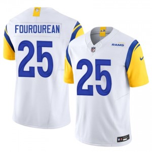 Nyzier Fourqurean Rams #25 Men Durable Football Stitched Jersey - White Edition 27046898