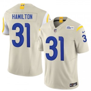 #31 Al'zillion Hamilton Los Angeles Rams Men Limited Football Embroidery Jersey - Bone Edition 38627633