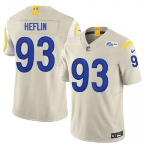 #93 Jack Heflin Rams Men Elite Thread Football Stitched Jersey - Bone Edition 71728522
