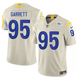 #95 Myles Garrett LA Rams Men Elite Thread Football Stitch Jersey - Bone Edition 25143885