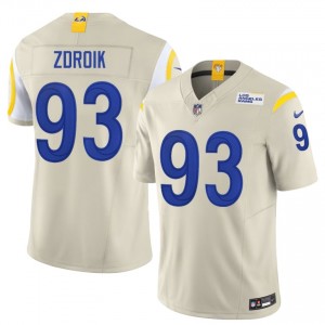 #93 Payton Zdroik LA Rams Men Authentic Football Stitch Jersey - Bone Edition 14862765