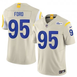 #95 Poona Ford Los Angeles Rams Men Durable Football Embroidery Jersey - Bone Edition 94656453