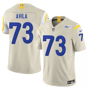 #73 Steve Avila LAR Men Pro Cut Football Sewn Jersey - Bone Edition 97638379