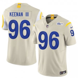 #96 Tim Keenan III Rams Men Durable Football Stitched Jersey - Bone Edition 58062742