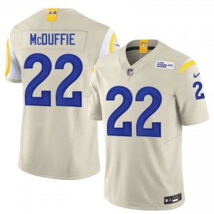 #22 Trent McDuffie LA Rams Men Pro-Grade Football Stitch Jersey - Bone Edition 29905543