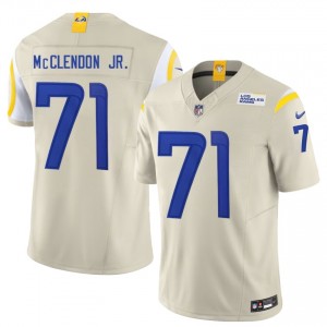 #71 Warren McClendon Jr. Los Angeles Rams Men Premium Football Embroidery Jersey - Bone Edition 46873197
