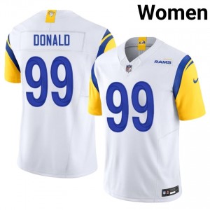 #99 Aaron Donald Rams Women Iconic Football Stitched Jersey - White Edition 30515595