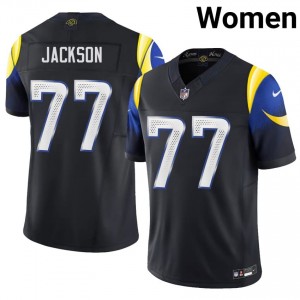 Alaric Jackson Los Angeles Rams #77 Women NFL Football Embroidery Jersey - Midnight Blue Edition 30999898