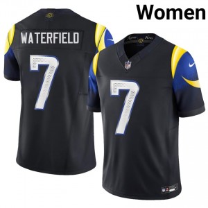 Bob Waterfield Los Angeles Rams #7 Women Iconic Football Embroidery Jersey - Midnight Blue Edition 30936565