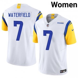 #7 Bob Waterfield Rams Women Essential Football Stitched Jersey - White Edition 53832074