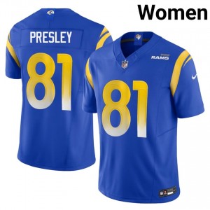 Brennan Presley Los Angeles Rams #81 Women Exclusive Football Embroidery Jersey - Royal Edition 47102778