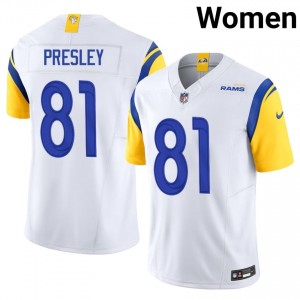 #81 Brennan Presley LA Rams Women Limited Football Stitch Jersey - White Edition 99174404