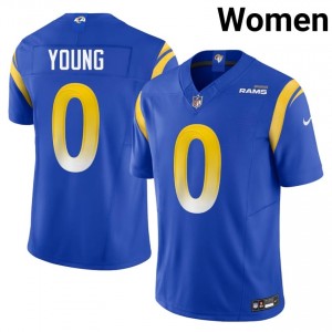 Byron Young Los Angeles Rams #0 Women Pro Cut Football Embroidery Jersey - Royal Edition 68466768