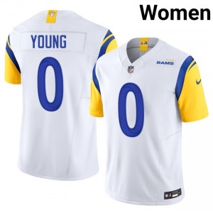 #0 Byron Young Rams Women Elite Thread Football Stitched Jersey - White Edition 39340976