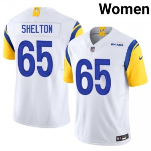 #65 Coleman Shelton LA Rams Women Premium Football Stitch Jersey - White Edition 97433151