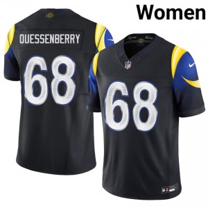 David Quessenberry Rams #68 Women Exclusive Football Stitched Jersey - Midnight Blue Edition 18272240
