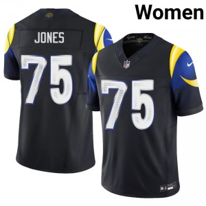 Deacon Jones Rams #75 Women Fresh Football Stitched Jersey - Midnight Blue Edition 17398250