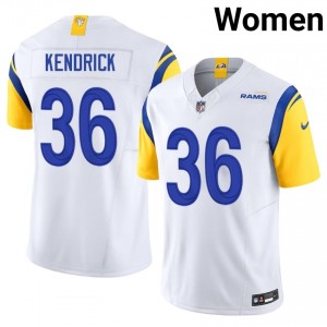 #36 Derion Kendrick LA Rams Women Pro-Grade Football Stitch Jersey - White Edition 29935556