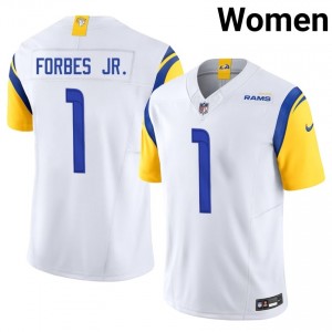 #1 Emmanuel Forbes Jr. Rams Women Durable Football Stitched Jersey - White Edition 57217083