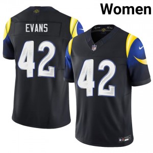 Ethan Evans Los Angeles Rams #42 Women Iconic Football Embroidery Jersey - Midnight Blue Edition 22838257