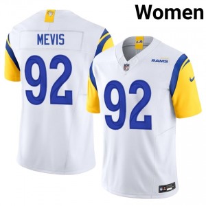 #92 Harrison Mevis LA Rams Women Officially Licensed Football Stitch Jersey - White Edition 94629604