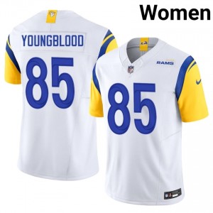 #85 Jack Youngblood Rams Women Fresh Football Stitched Jersey - White Edition 99167267