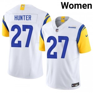 #27 Jarquez Hunter LAR Women Authentic Football Sewn Jersey - White Edition 11638917
