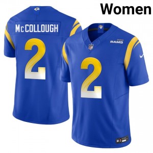 Jaylen McCollough Rams #2 Women Pro-Grade Football Stitched Jersey - Royal Edition 68804510