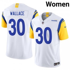 #30 Josh Wallace LA Rams Women Player Football Stitch Jersey - White Edition 96566073