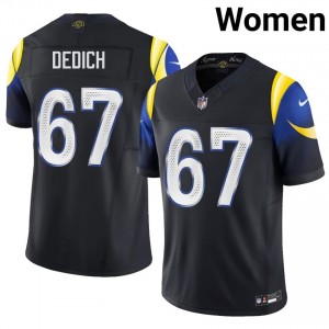 Justin Dedich LAR #67 Women Player Football Sewn Jersey - Midnight Blue Edition 51583836