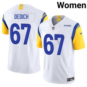 #67 Justin Dedich Los Angeles Rams Women Fresh Football Embroidery Jersey - White Edition 19376416