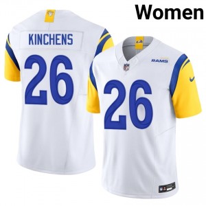 #26 Kamren Kinchens Rams Women Durable Football Stitched Jersey - White Edition 86254503