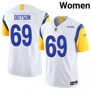 #69 Kevin Dotson Los Angeles Rams Women NFL Football Embroidery Jersey - White Edition 85717928