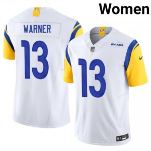 #13 Kurt Warner LAR Women Exclusive Football Sewn Jersey - White Edition 27446231