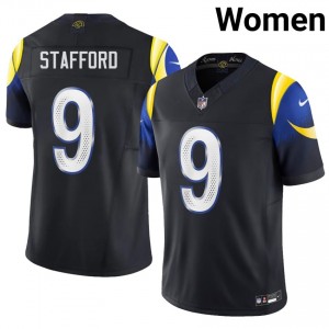 Matthew Stafford Los Angeles Rams #9 Women Pro-Grade Football Embroidery Jersey - Midnight Blue Edition 22438547