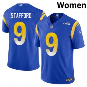 Matthew Stafford Los Angeles Rams #9 Women NFL Football Embroidery Jersey - Royal Edition 53064327