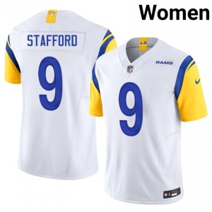 #9 Matthew Stafford Rams Women Genuine Football Stitched Jersey - White Edition 81680898