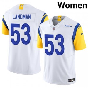 #53 Nate Landman LA Rams Women Player Football Stitch Jersey - White Edition 95550206