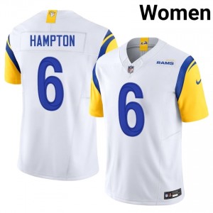 #6 Nick Hampton Rams Women Limited Football Stitched Jersey - White Edition 10102892