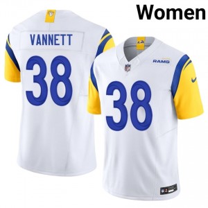 #38 Nick Vannett LA Rams Women Premium Football Stitch Jersey - White Edition 19998013