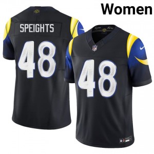 Omar Speights Rams #48 Women Moisture Wicking Football Stitched Jersey - Midnight Blue Edition 12055686