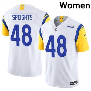 #48 Omar Speights LA Rams Women Durable Football Stitch Jersey - White Edition 75884826